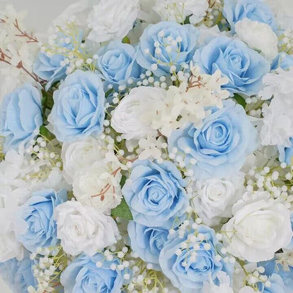 Sky Blue, White Rose, Baby breath Artificial Wedding Table Flower Ball, Wedding Centerpiece Table Decor