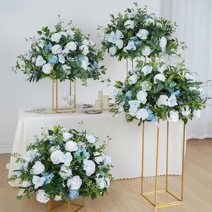 Artificial White Rose, Greenery Artificial Wedding Table Centerpiece, Aisle Flower Ball, Various Size