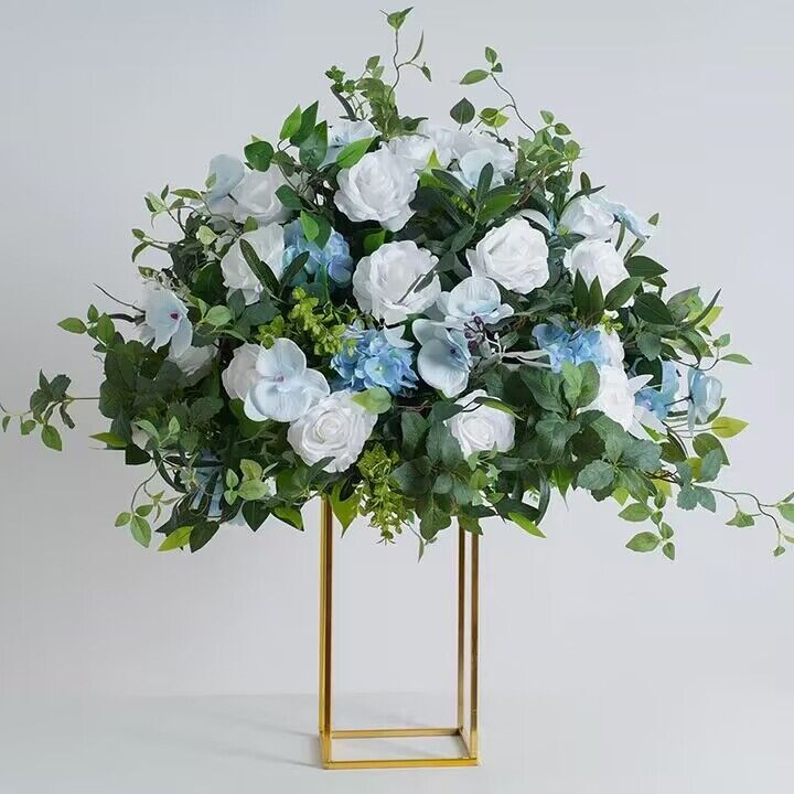 Artificial White Rose, Greenery Artificial Wedding Table Centerpiece, Aisle Flower Ball, Various Size