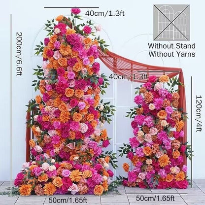 Burnt Orange, Hot Pink Wedding Archway Flower Arrangement, Centerpiece, Ceremony Reception, Engagement Backdrop Decoration