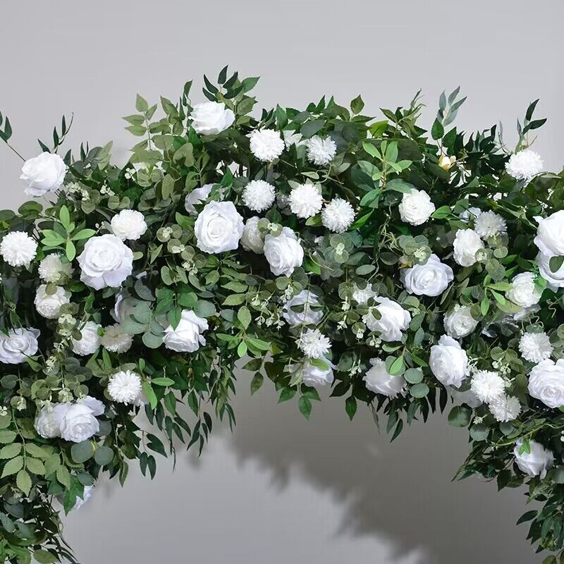 Artificial Greenery, White Round Archway Flower, Circle Wedding Engagement Ceremony Reception Flower Garland