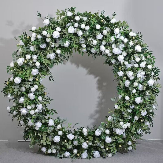 Artificial Greenery, White Round Archway Flower, Circle Wedding Engagement Ceremony Reception Flower Garland