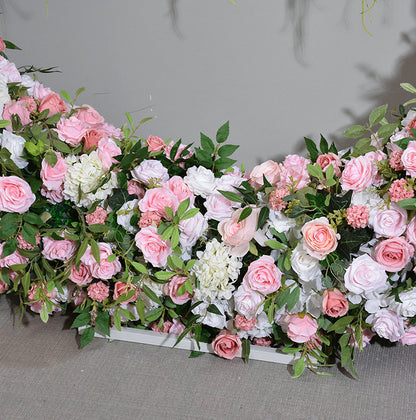 Sweet Blush Pink, Baby Pink, White Round Archway Flower, Wedding Engagement Backdrop Flower Runner