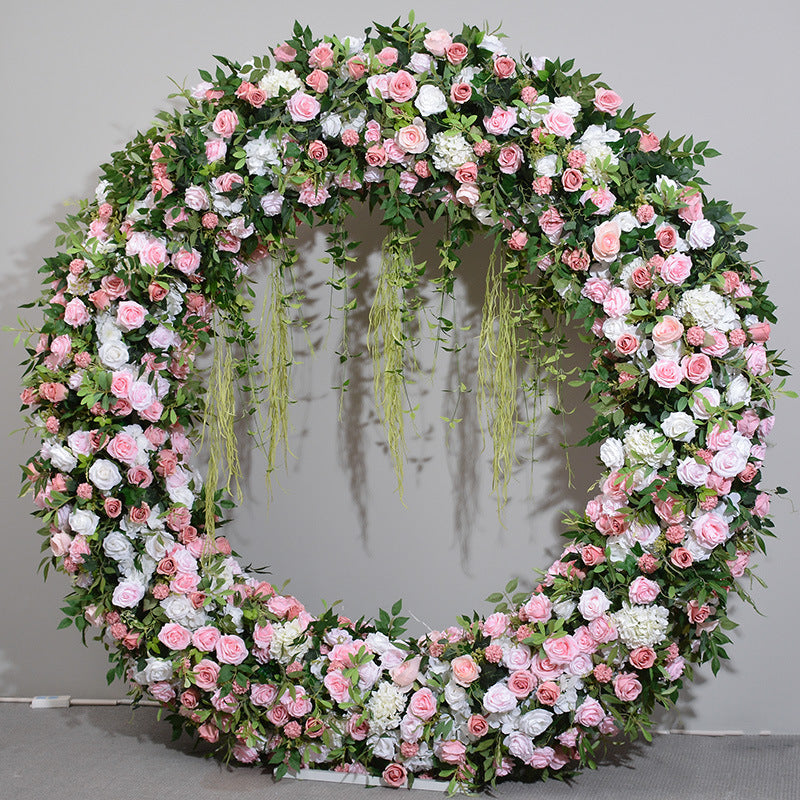 Sweet Blush Pink, Baby Pink, White Round Archway Flower, Wedding Engagement Backdrop Flower Runner