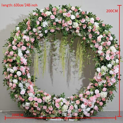 Sweet Blush Pink, Baby Pink, White Round Archway Flower, Wedding Engagement Backdrop Flower Runner