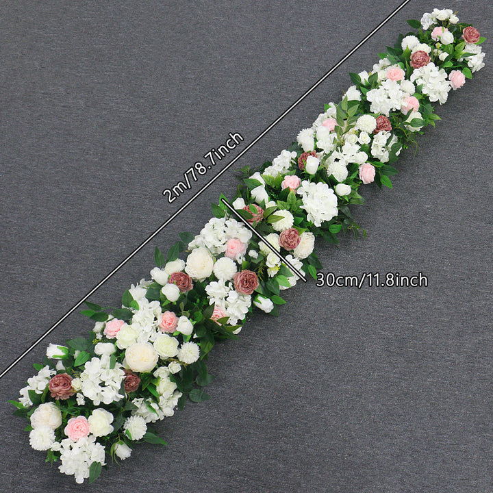 Ivory, Dusty Pink Round Archway Flower, Wedding Engagement Backdrop Flower Runner