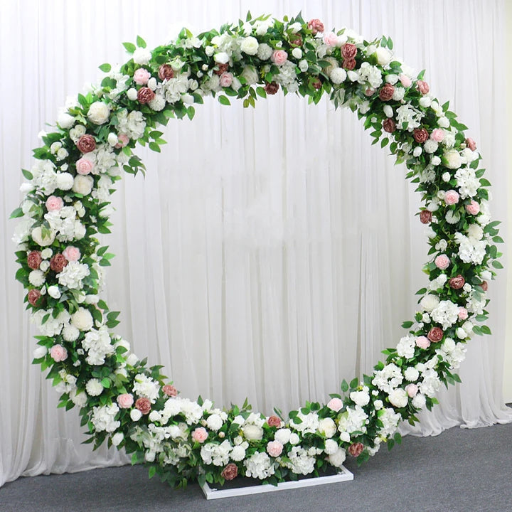 Ivory, Dusty Pink Round Archway Flower, Wedding Engagement Backdrop Flower Runner