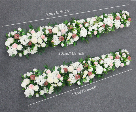 Ivory, Dusty Pink Round Archway Flower, Wedding Engagement Backdrop Flower Runner