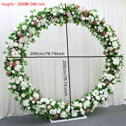 Ivory, Dusty Pink Round Archway Flower, Wedding Engagement Backdrop Flower Runner