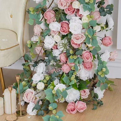 Light Pink, White Rose, Greenery Arch Flower, Wedding Scene Background Arrangement