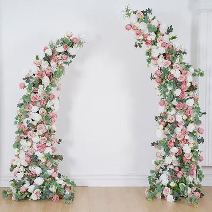 Light Pink, White Rose, Greenery Arch Flower, Wedding Scene Background Arrangement