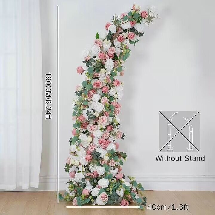 Light Pink, White Rose, Greenery Arch Flower, Wedding Scene Background Arrangement