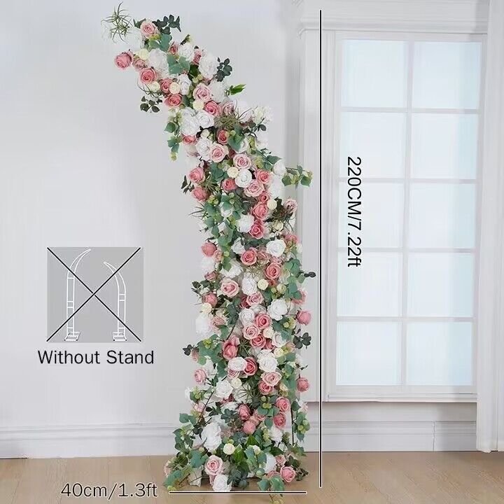 Light Pink, White Rose, Greenery Arch Flower, Wedding Scene Background Arrangement