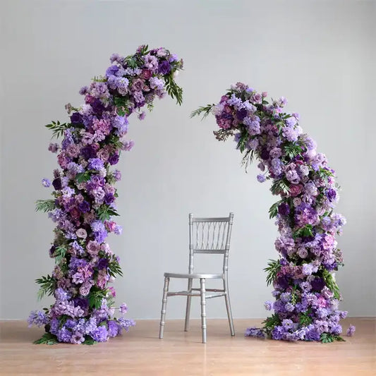 Indigo, Lavender, Violet Flower Row, Wedding Backdrop Arch Flower Arrangement, Stage Decor Custom Flower