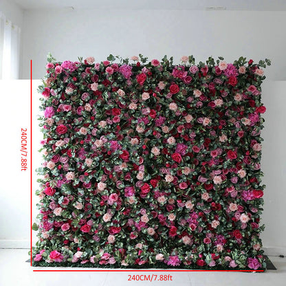 Hot Pink, Dusty Pink, Eucalyptus Leaves Flower Backdrop, Wedding Stage Party Home Festival Indoor and Outdoor Decoration