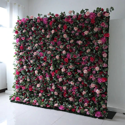 Hot Pink, Dusty Pink, Eucalyptus Leaves Flower Backdrop, Wedding Stage Party Home Festival Indoor and Outdoor Decoration