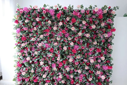 Hot Pink, Dusty Pink, Eucalyptus Leaves Flower Backdrop, Wedding Stage Party Home Festival Indoor and Outdoor Decoration