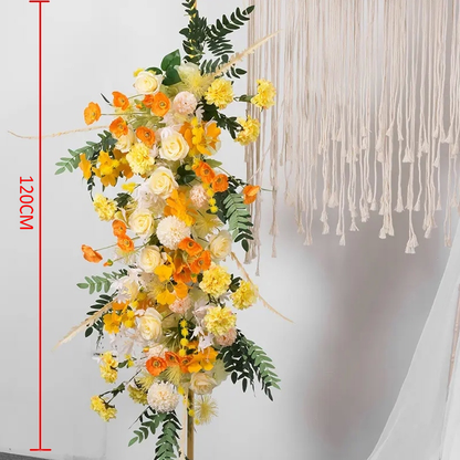 Custom Yellow Flower Arrangement, Dinner Business Decoration,Artificial Flower Row Custom