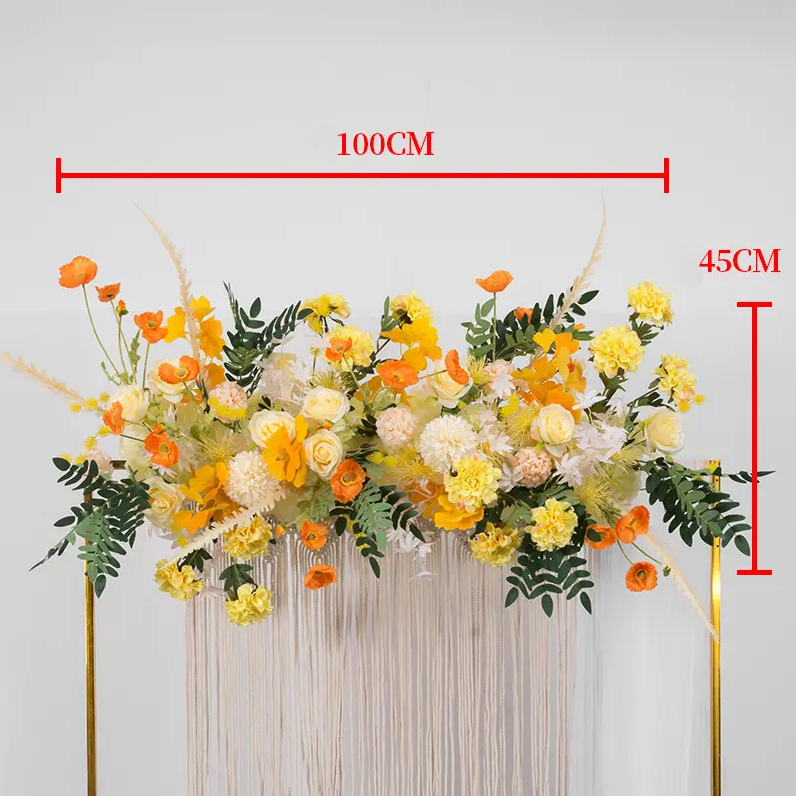 Custom Yellow Flower Arrangement, Dinner Business Decoration,Artificial Flower Row Custom