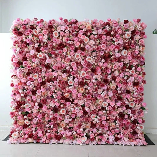 Light Pink, Hot Pink, Burgundy Flower Backdrop, Wedding Engagement Baby Shower Backdrop Decoration