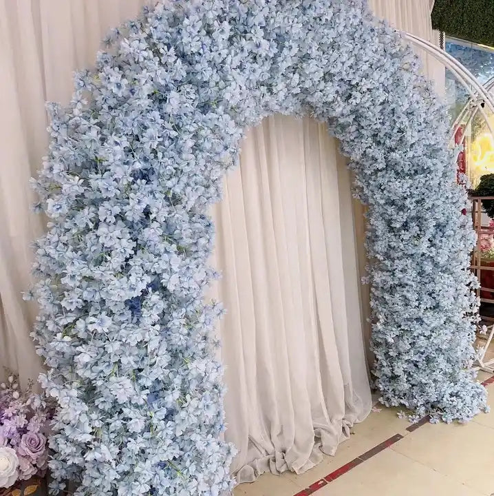 Blue Cherry Blossom Flower Arch Flower Backdrop, Wedding Engagement Backdrop Flower Garland