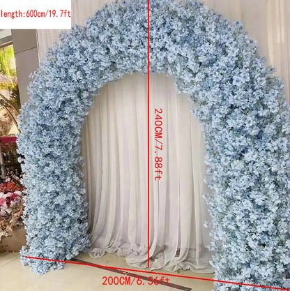 Blue Cherry Blossom Flower Arch Flower Backdrop, Wedding Engagement Backdrop Flower Garland