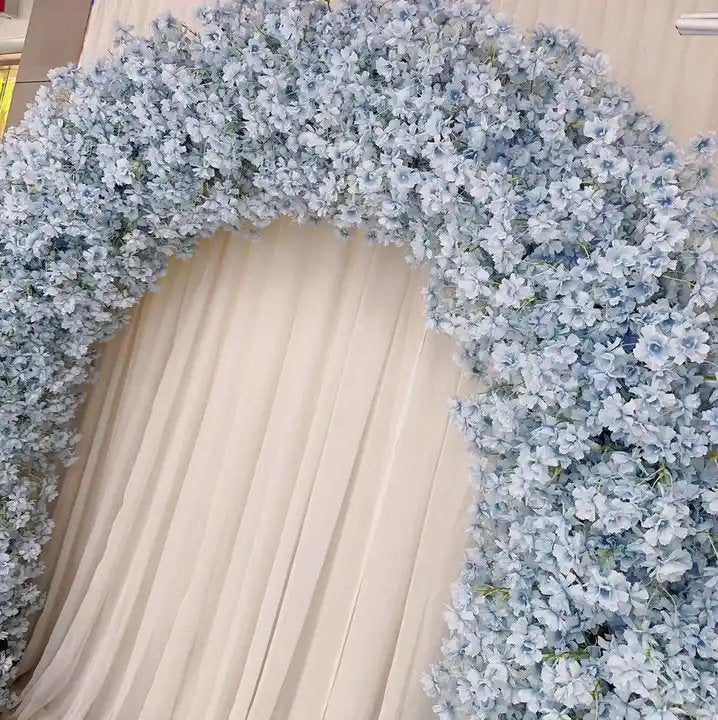 Blue Cherry Blossom Flower Arch Flower Backdrop, Wedding Engagement Backdrop Flower Garland