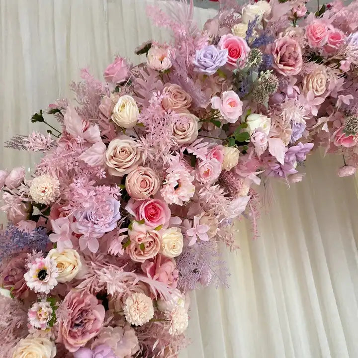 Blush Pink, Lavender Flower Arch Flower Backdrop, Wedding Engagement Backdrop Flower Garland