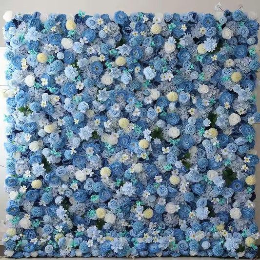 Sky Blue, Ivory Flower Wall Background, Custom Wedding Birthday Party Baby Shower Floral Panel