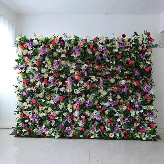 Artificial Plant Flower Backdrops, Violet Hot Pink Flower Wall, Wedding Birthday Party Baby Shower Floral Panel