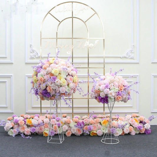 Bright Archway Flower Arrangement, Soft Colorful Centerpiece, Wedding, Engagement Backdrop Decoration