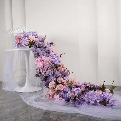 Dusty Purple,Dusty Pink Table Runner,Wedding Flower Row,Bridal Shower Backdrop Decoration