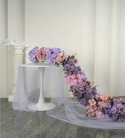 Dusty Purple,Dusty Pink Table Runner,Wedding Flower Row,Bridal Shower Backdrop Decoration