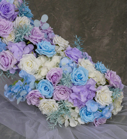 Light Purple,Sky Blue,Ivory Flower Runner,Wedding Flower Centerpiece,Bridal Shower Backdrop Decoration