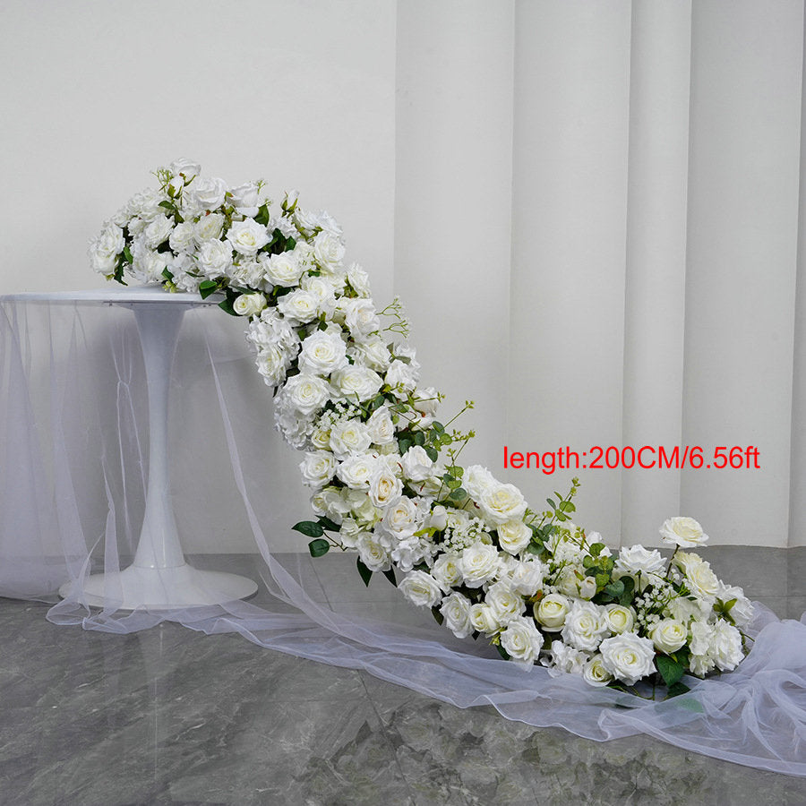 Ivory Flower Runner, Flower Centerpiece, Wedding, Baby Shower Backdrop Decoration