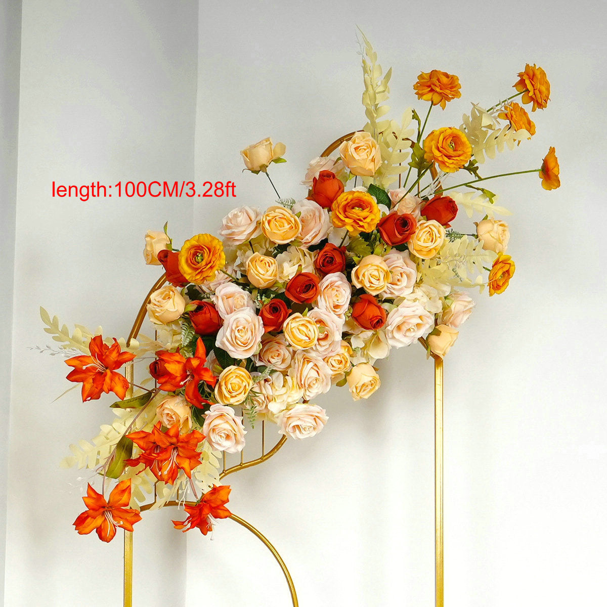 Orange, Yellow Flower Arrangement, Flower Centerpiece, Wedding Reception Table Runner