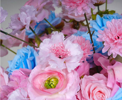 Light Pink, Sky Blue Flower Arrangement, Flower Centerpiece, Wedding Reception Table Runner, Baby Shower Backdrop Decoration