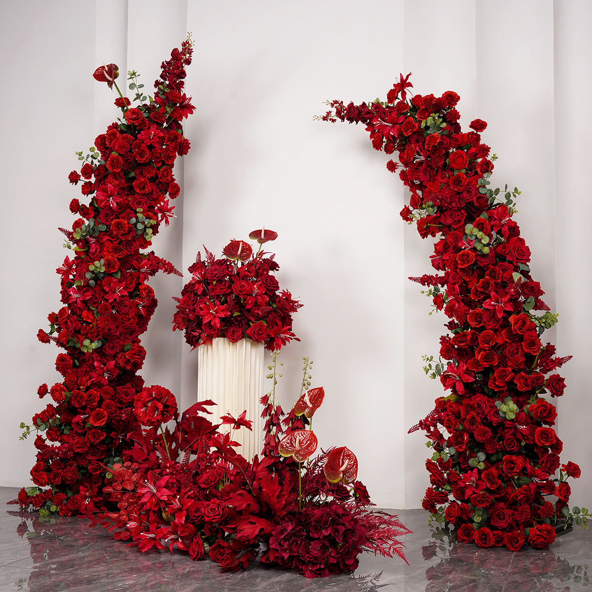 Red, Darkred Arch Flower, Centerpiece, Floor Flower, Wedding Engagement Bridal Shower Backdrop Customize Flower