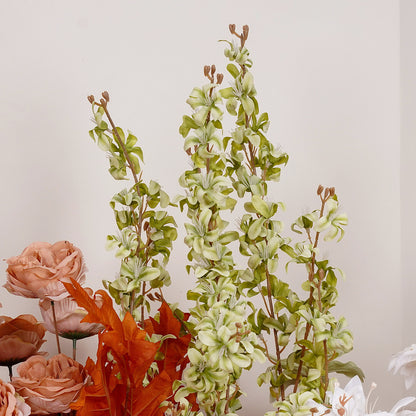 Burnt Orange, Dusty Pink Flower Arrangement, Flower Centerpiece, Wedding Reception Table Runner