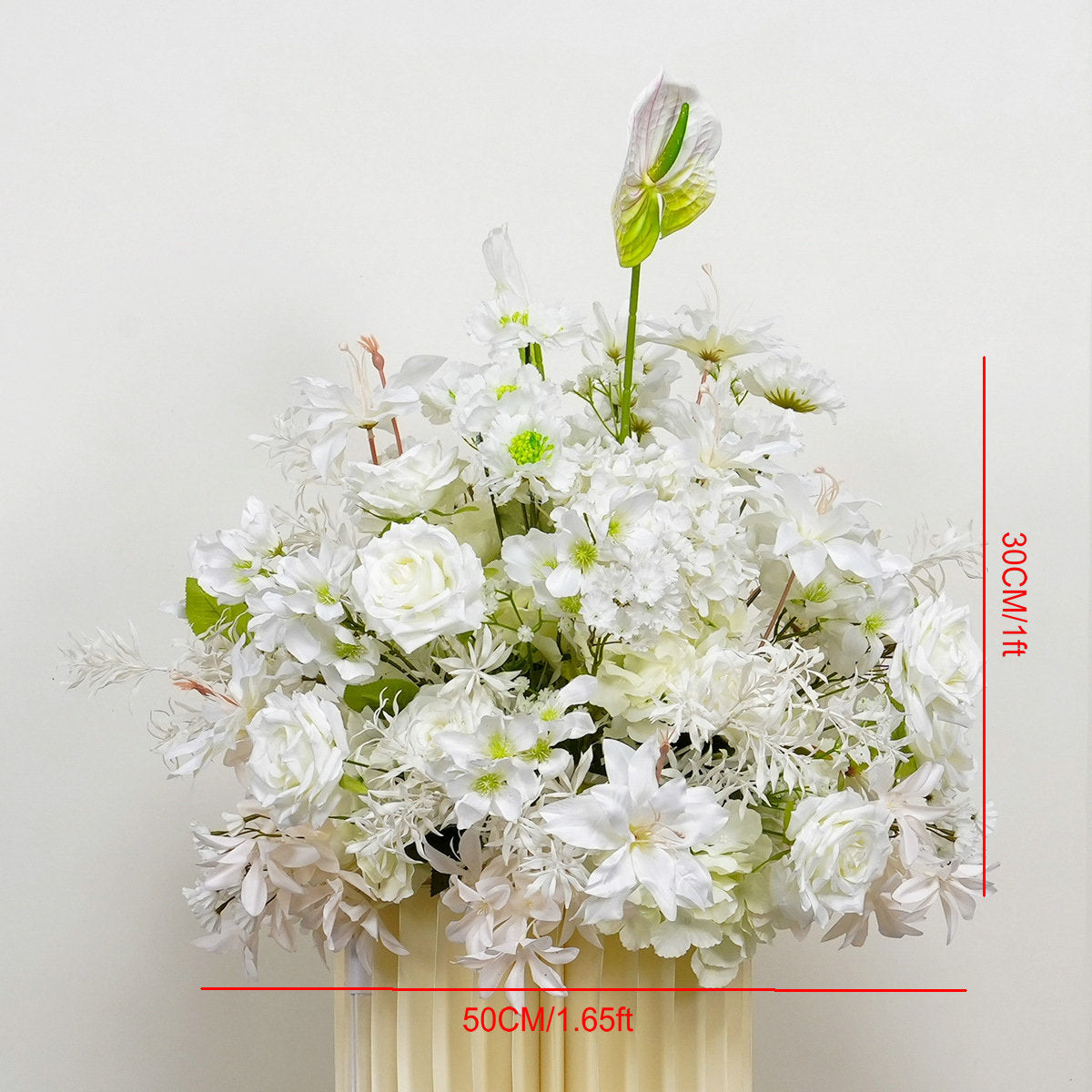 White Flower Arrangement, Centerpiece, Floor Flower, Wedding Engagement Bridal Shower Backdrop Customize Flower