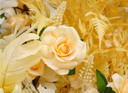 Gold, Peach, White Flower Arrangement, Centerpiece, Floor Flower, Wedding Engagement Bridal Shower Backdrop Decoration