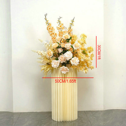 Gold, Peach, White Flower Arrangement, Centerpiece, Floor Flower, Wedding Engagement Bridal Shower Backdrop Decoration