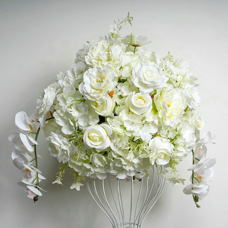 Ivory Rose, Hydrangeas Wedding Floral Table Centerpiece, Floral Ball, Dinner Party Home Business Decor