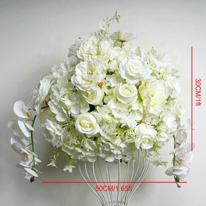 Ivory Rose, Hydrangeas Wedding Floral Table Centerpiece, Floral Ball, Dinner Party Home Business Decor