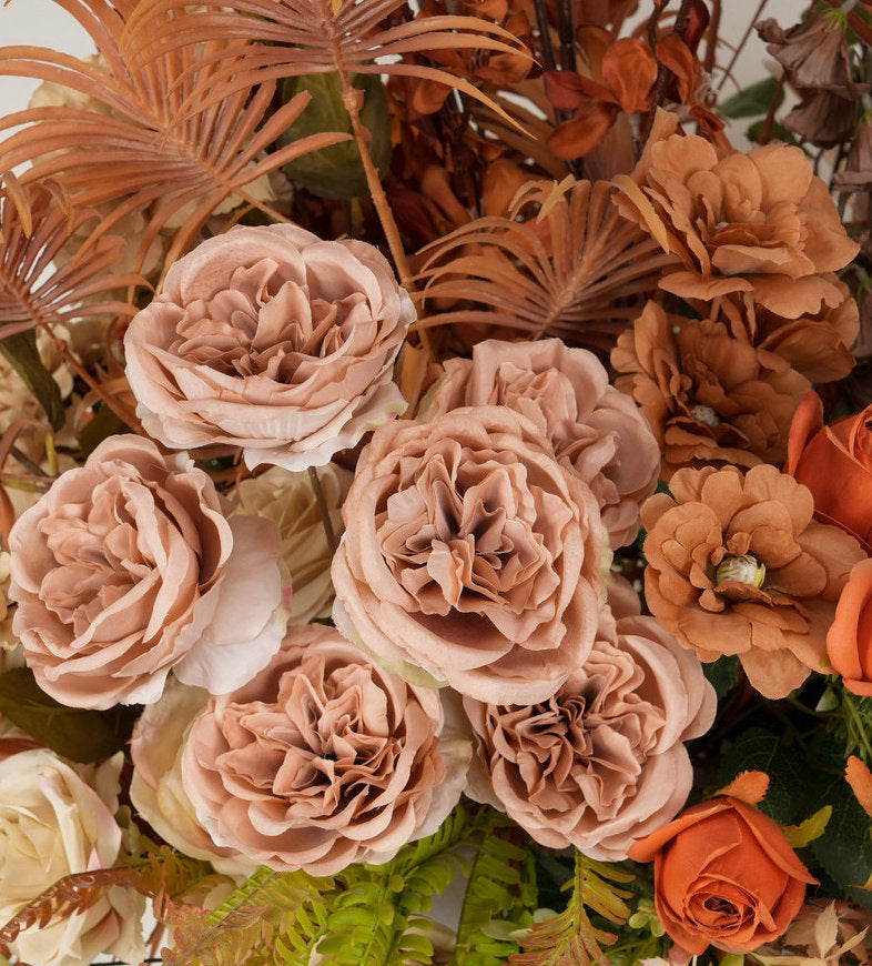 Brown, Burnt Orange Wedding Floral Table Centerpiece, Floral Ball, Dinner Party Home Business Decor