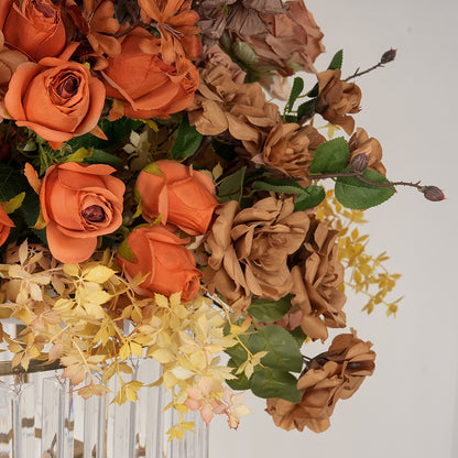 Brown, Burnt Orange Wedding Floral Table Centerpiece, Floral Ball, Dinner Party Home Business Decor