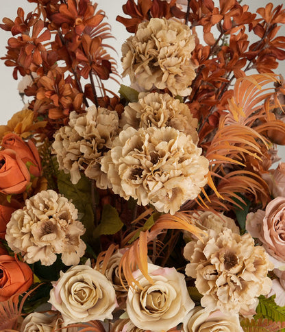 Brown, Burnt Orange Wedding Floral Table Centerpiece, Floral Ball, Dinner Party Home Business Decor