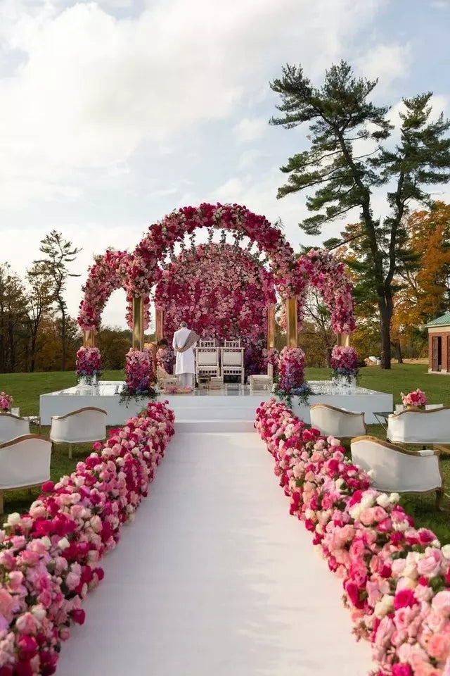 Artificial Light Pink, Hot Pink Flower Arrangement, Home Decoration Props, Wedding Reception Table Flower Garland