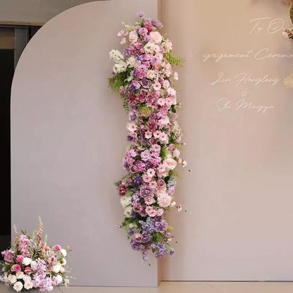 Champagne Flower Garland, Wedding Backdrop Decoration Props, 3D Artificial Silk Flowers