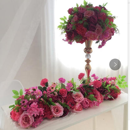 Hot Pink Wedding Reception Table Runner, Centerpiece, Baby Shower Backdrop Decoration Flower Garland